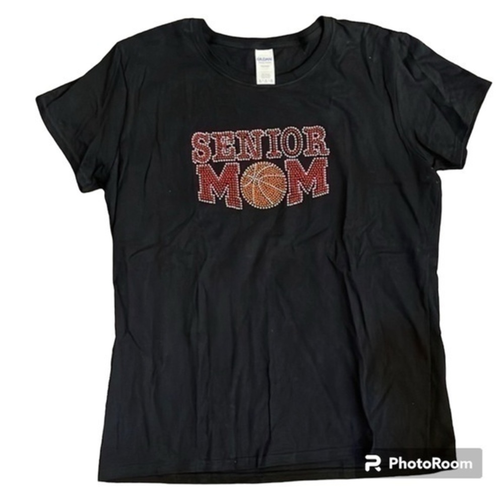 GILDAN Basketball‎ Rhinestone Senior T Shirt Short Sleeve Black Size XL
